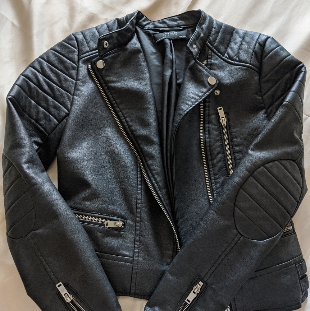 Zara mock leather jacket
